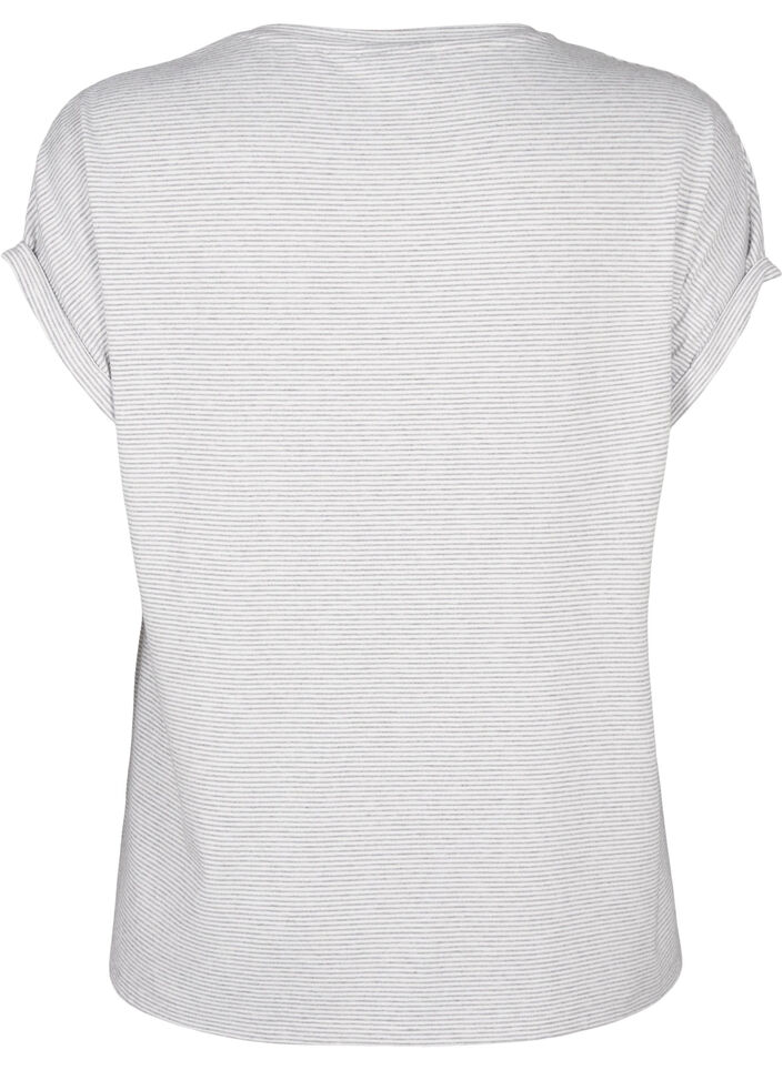 Gestreept nachthemd met korte mouwen, Grijs, Packshot image number 1