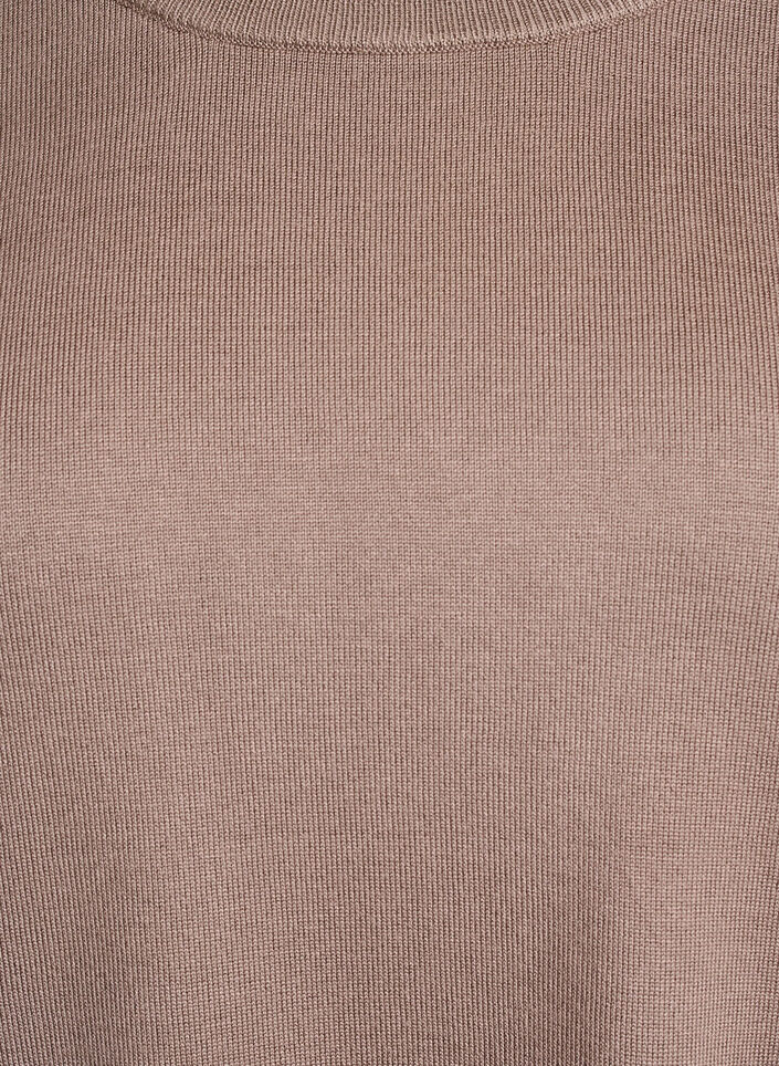 Gebreide blouse met korte mouwen en kleine strikken, Desert Taupe, Packshot