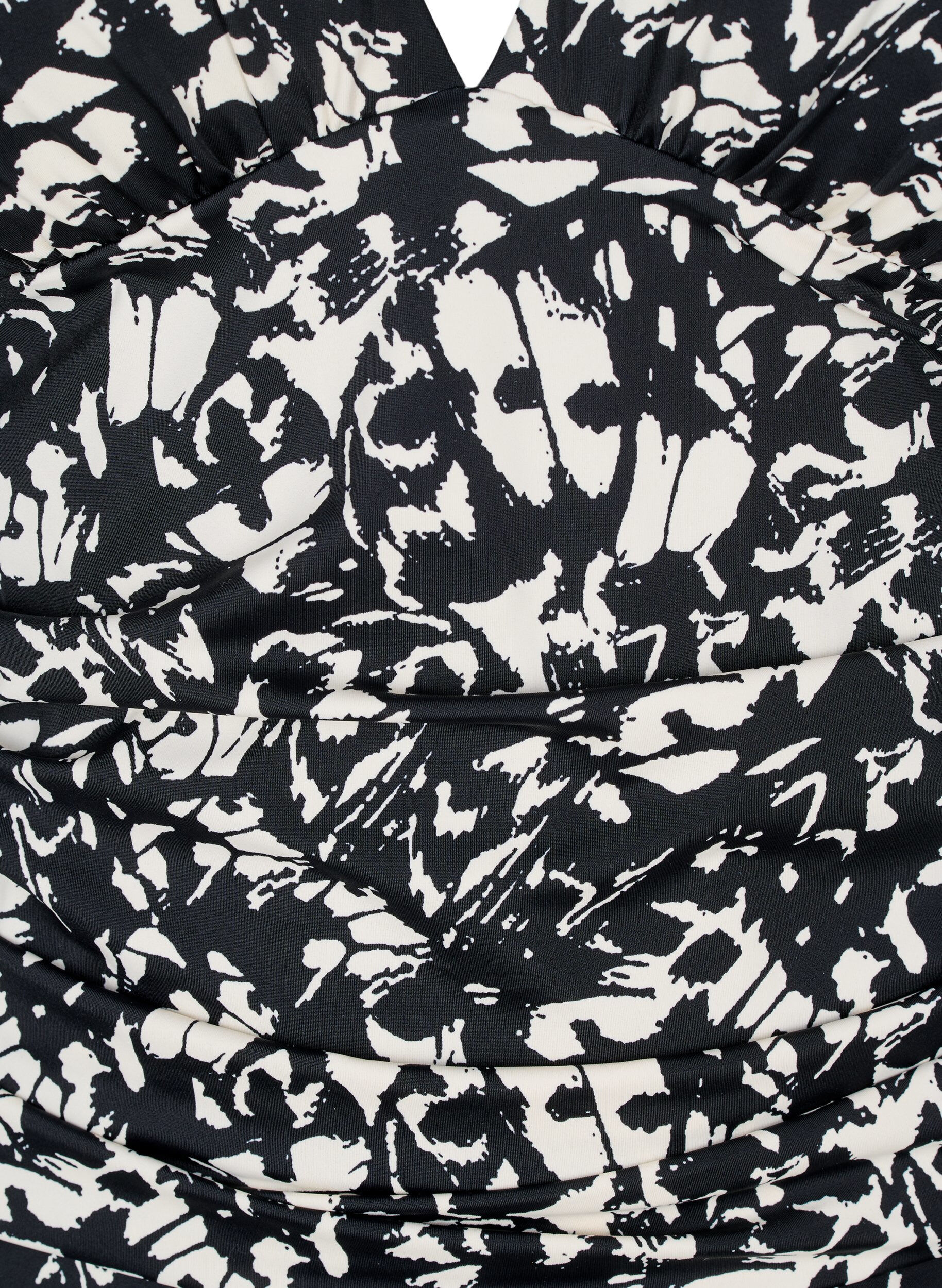 ZizziPatroon badpak met diepe V-hals, Zwart, Packshot image number 2