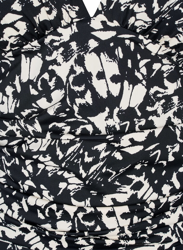 Patroon badpak met diepe V-hals, Zwart, Packshot image number 2