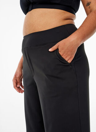 ZizziStijlvolle workout broek met een lichte flare, Zwart, Model image number 4