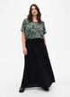 Maxi rok in viscose met smokwerk, Zwart, Model image number 1