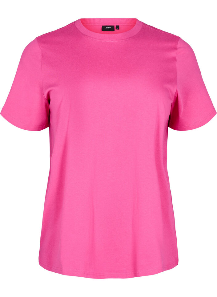 Basic katoenen T-shirt met ronde hals, Roze, Packshot image number 0
