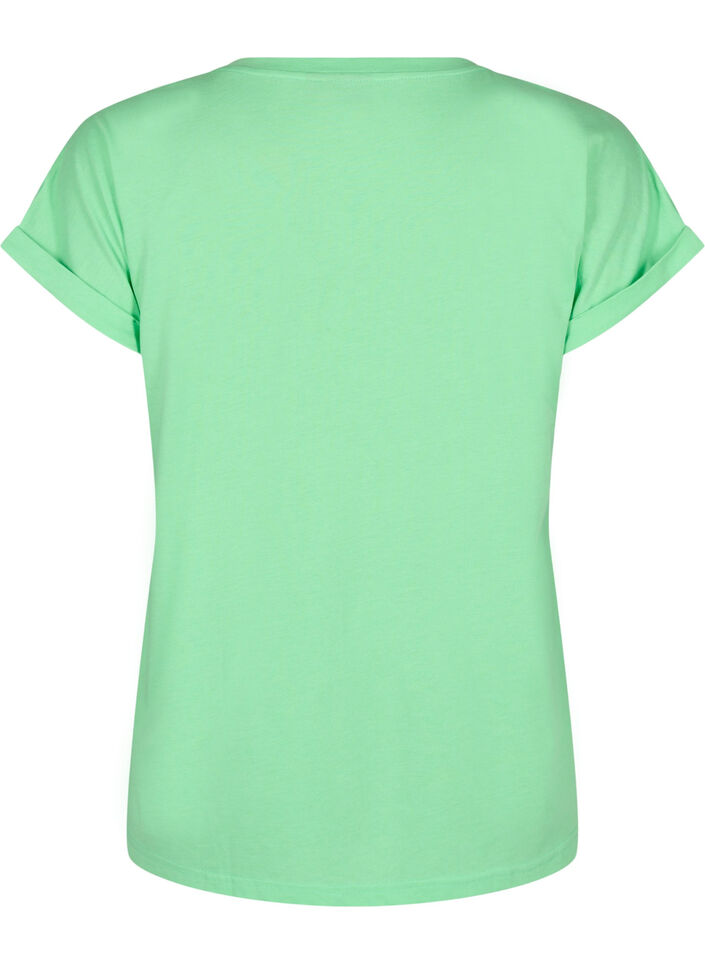 T-shirt met korte mouwen van katoenmix, Groen, Packshot
