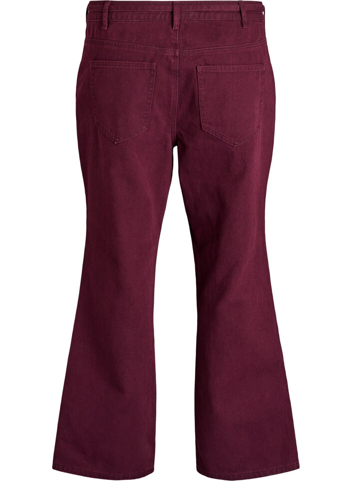 Gekleurde high-waist jeans met een strikceintuur, Rood, Packshot image number 1