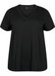T-shirt met korte mouwen en v-hals, Zwart, Packshot image number 0