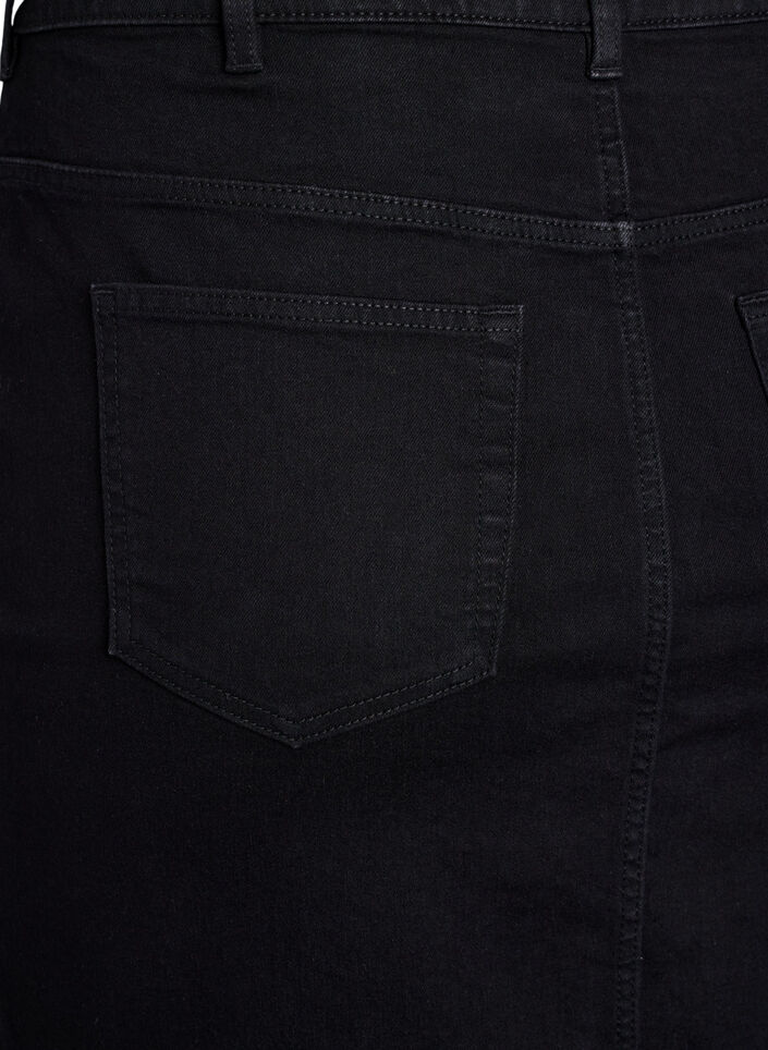 FLASH - Nauwsluitende denim rok, Zwart, Packshot image number 3