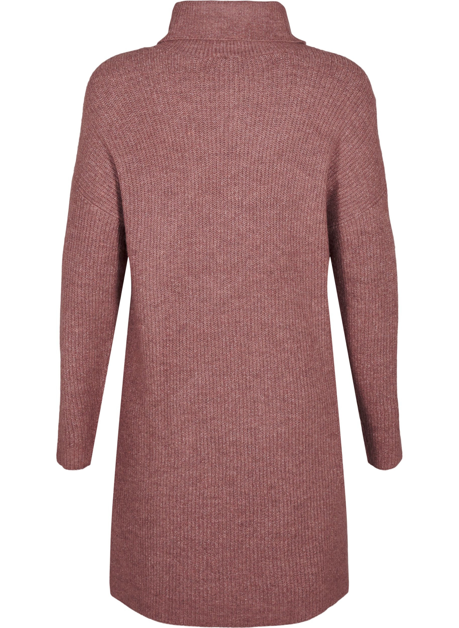 ZizziFLASH - Gebreide jurk met col, Rood, Packshot image number 1