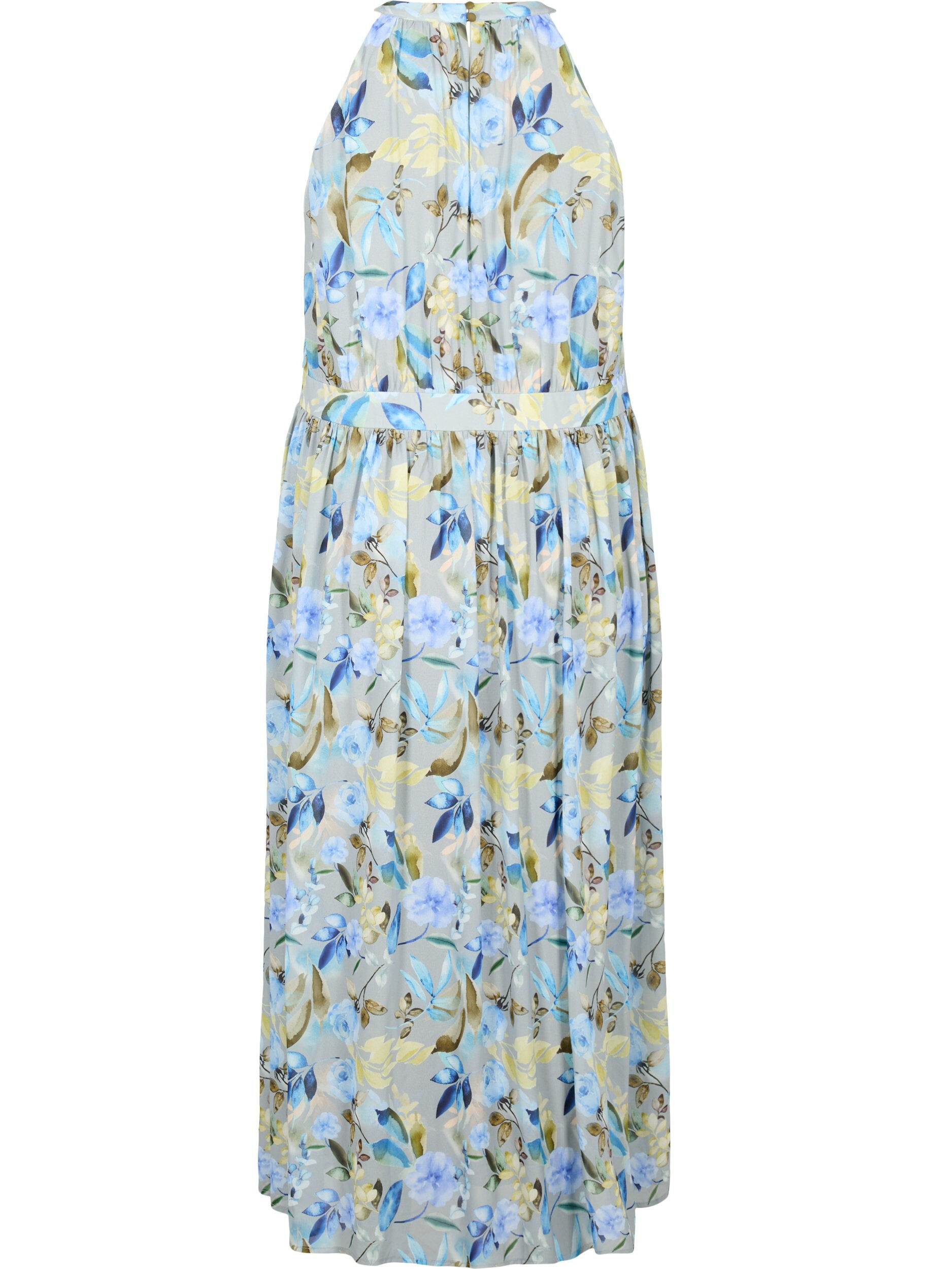 ZizziGebloemde maxi-jurk met halternek, Wrought Iron AOP, Packshot image number 1
