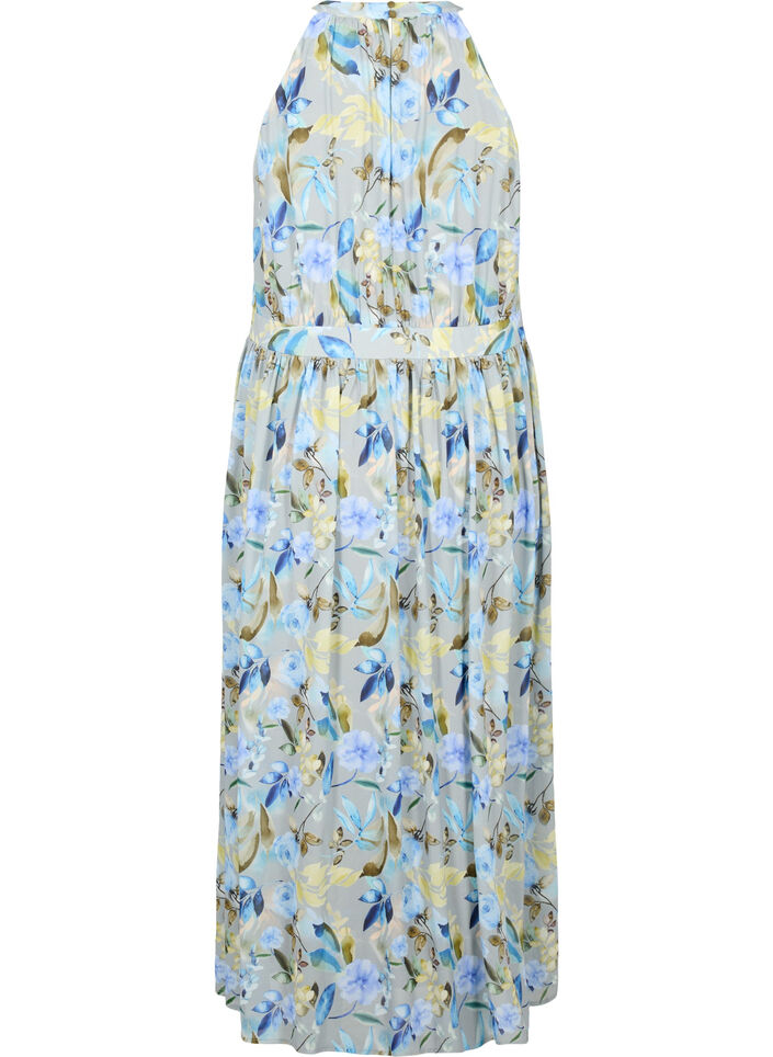 Gebloemde maxi-jurk met halternek, Wrought Iron AOP, Packshot image number 1