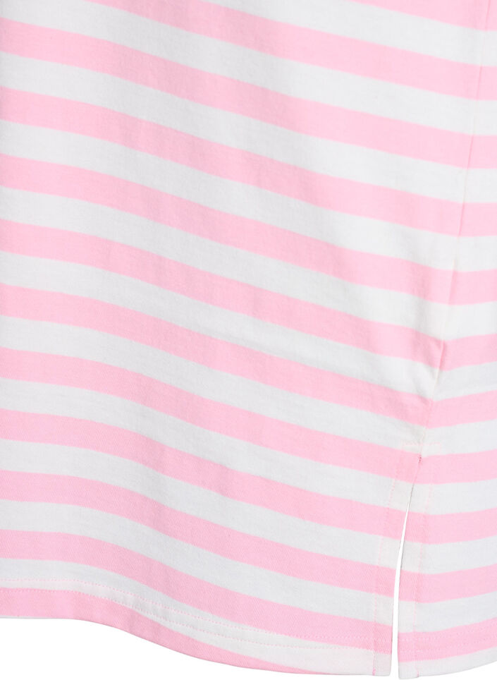 Lang nachthemd van biologische katoen met strepen, Roze, Packshot image number 3