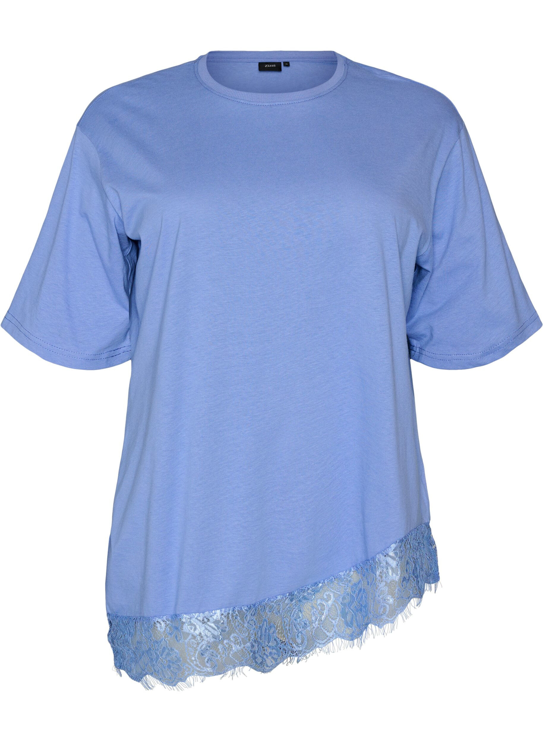 ZizziT-shirt met asymmetrische kanten zoom, Paars, Packshot image number 0