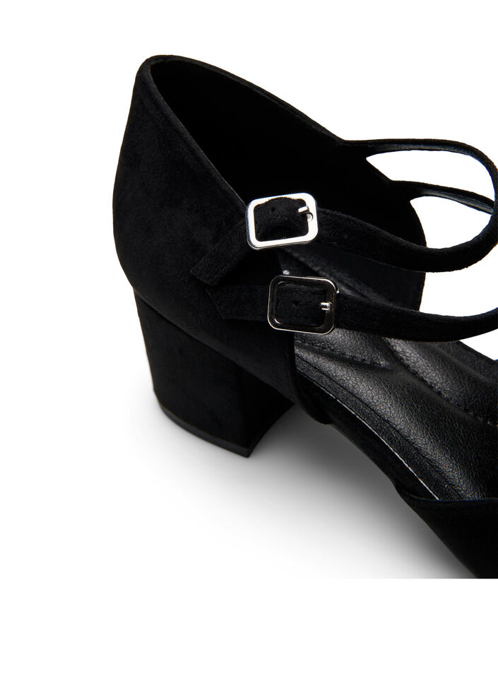Wide fit - Pumps met dubbele banden, Black, Packshot