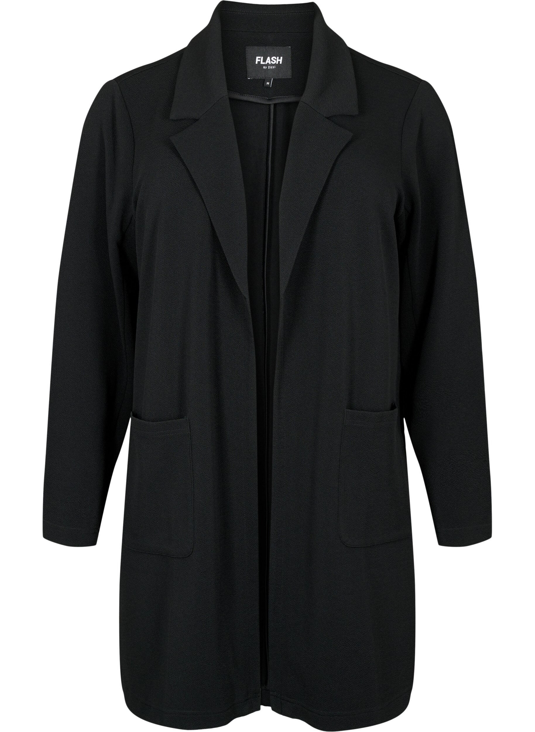 ZizziLange jas met zakken, Zwart, Packshot image number 0