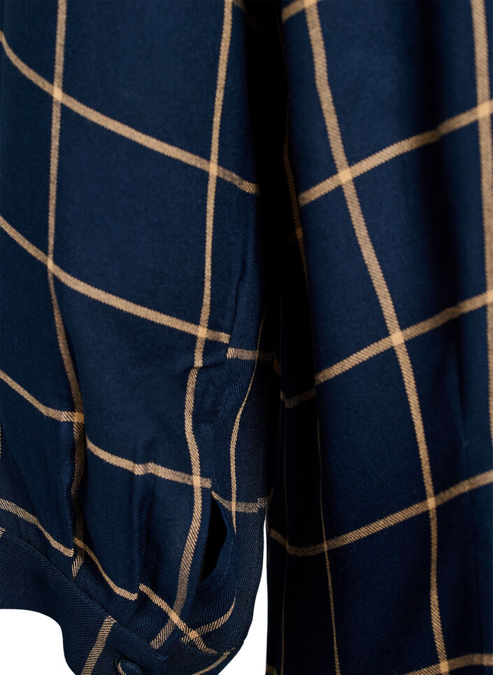 Lange geruite overhemdjurk, Blue Beige Check, Packshot