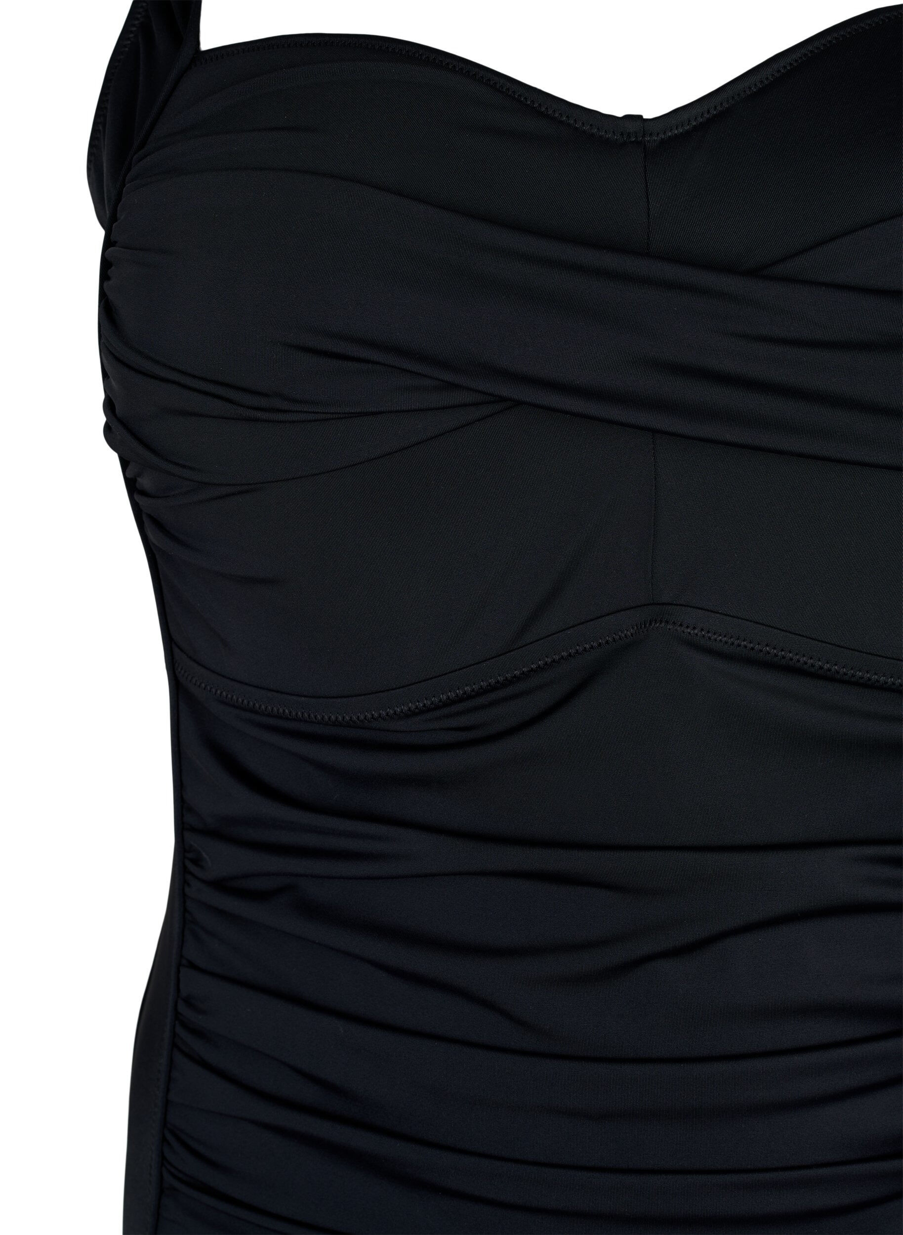 Zizzi	 Gewatteerd badpak met draperie&euml;n, Zwart, Packshot image number 2