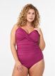 Badpak met beugel en geplooid effect, Paars, Model image number 0