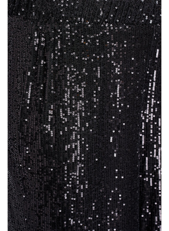 High-waist paillettenbroek met wijde pijpen, Zwart, Packshot image number 2