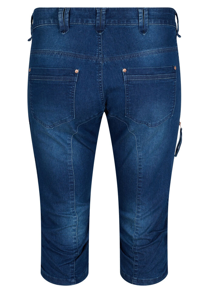 Slim fit capri jeans met zakken, Blauw, Packshot image number 1