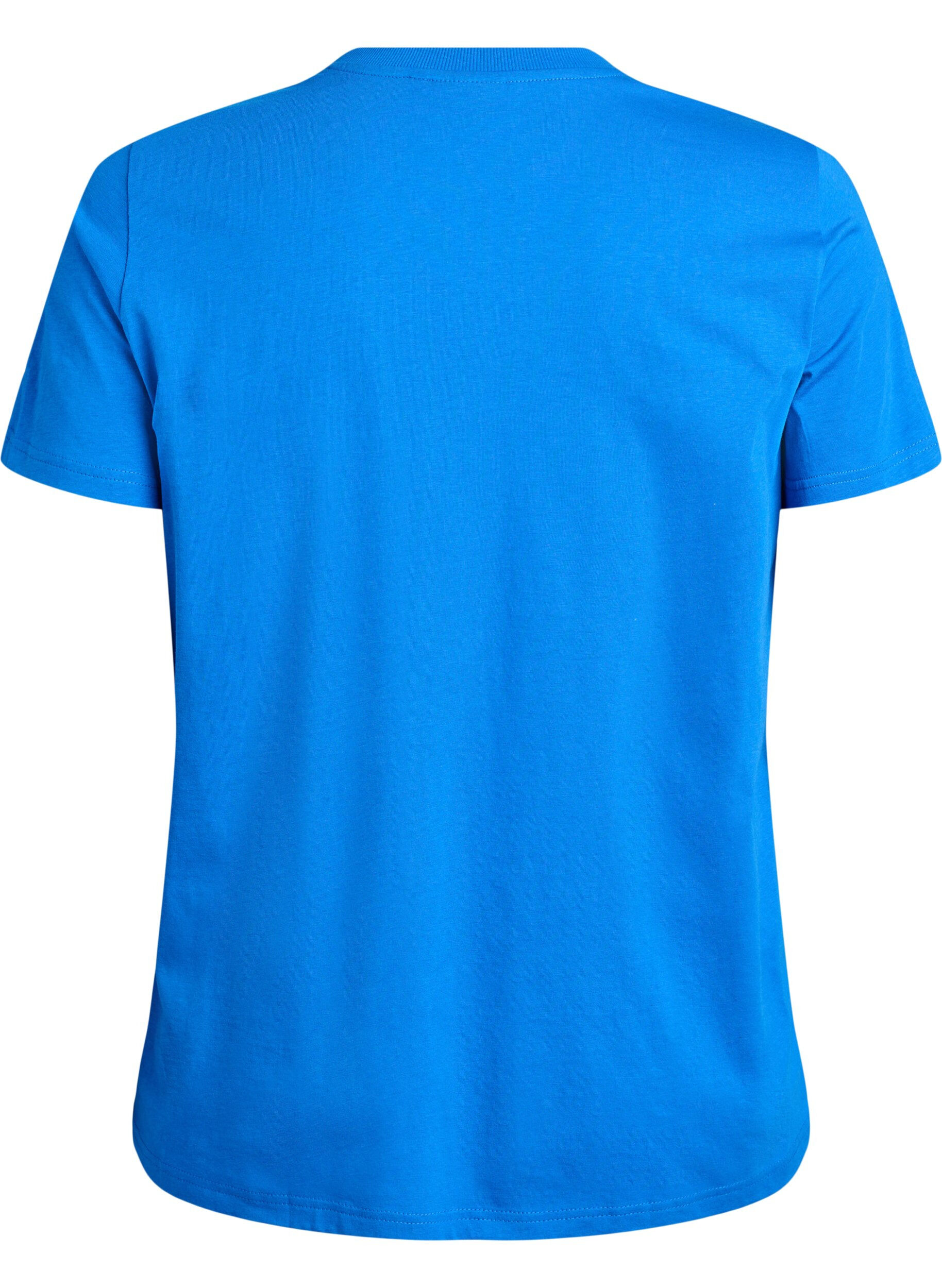 ZizziBasic katoenen T-shirt met ronde hals, Blauw, Packshot image number 1