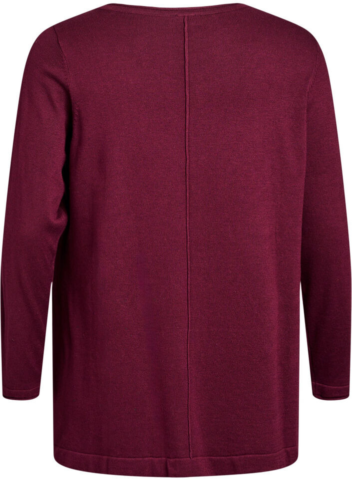 Gebreide blouse gemaakt van katoen en viscose., Donker Bordeaux, Packshot image number 1