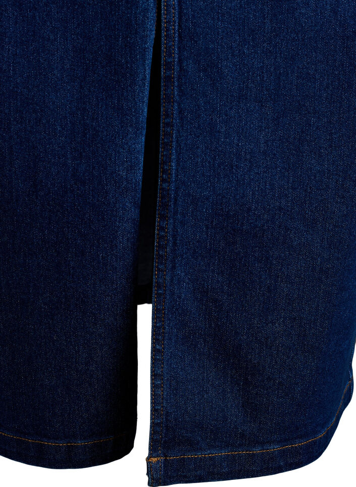 Halflange denimrok met een voorsplit, Blauw, Packshot image number 3