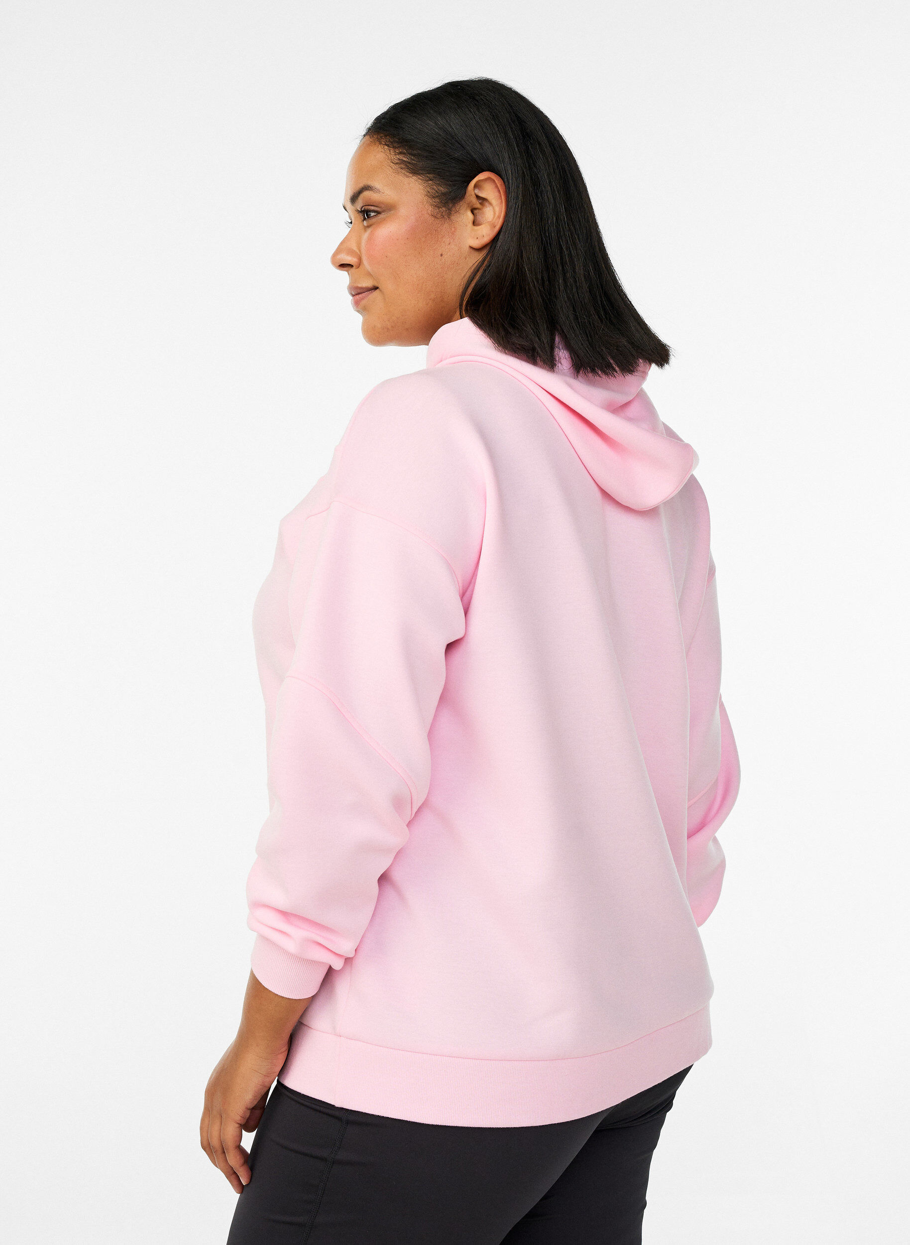 ZizziSportieve scuba hoodie met decoratieve stiksels, Roze, Model image number 2