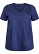 Basis T-shirt van katoen met een V-hals, Blauw, Packshot image number 0