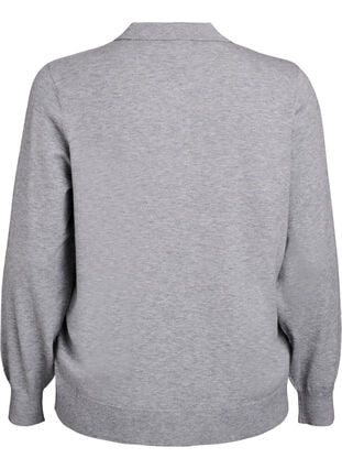 ZizziStrik blouse met kraag, Light Grey Melange, Packshot image number 1