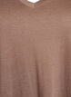 Enkelkleurig oversized T-shirt met V-hals, Bruin, Packshot image number 2