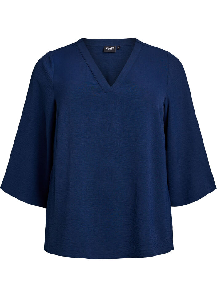 Blouse met 3/4 mouwen, Blauw, Packshot image number 0