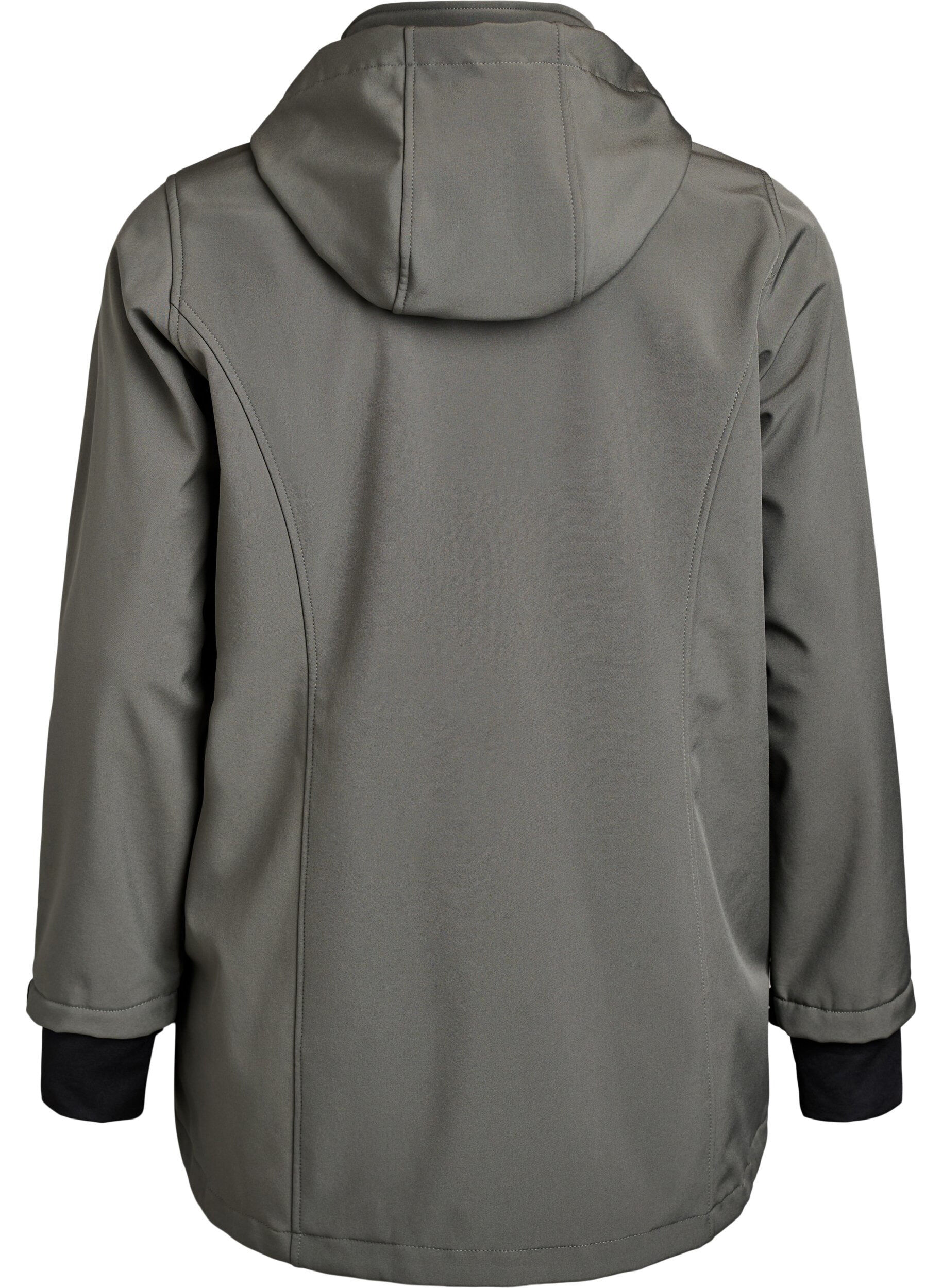 ZizziKorte softshell jas met afneembare capuchon, Grijs, Packshot image number 1