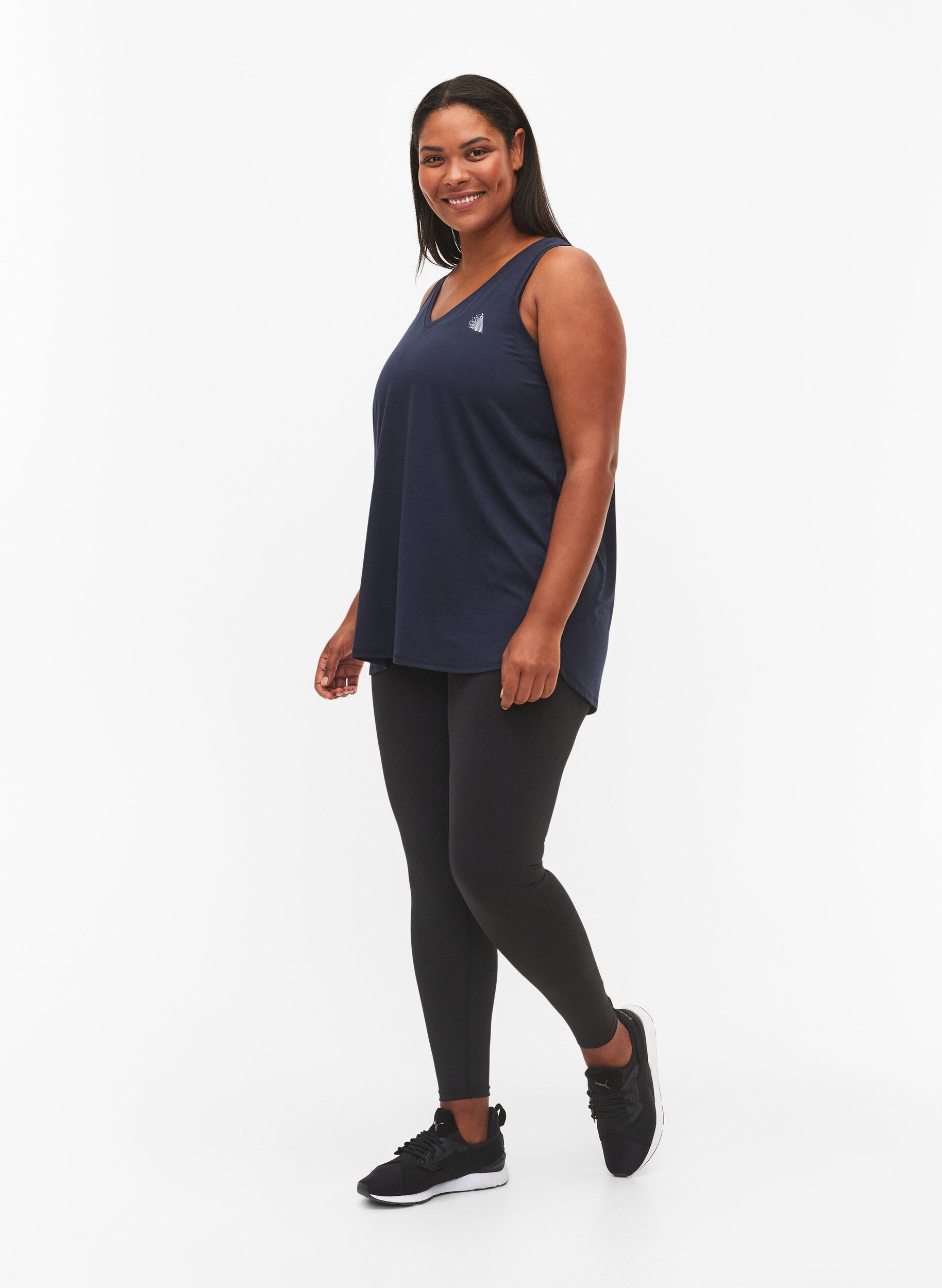 ZizziWorkout top met V-hals, Blauw, Model image number 1