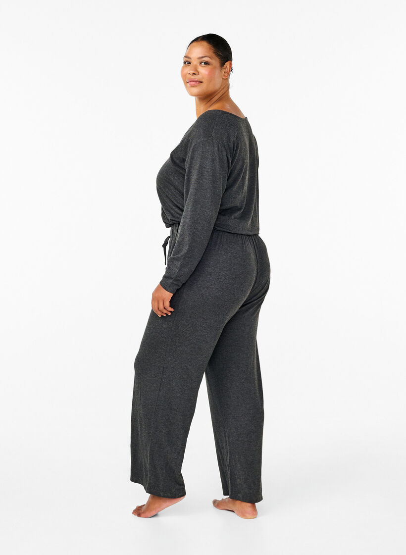 Jumpsuit met overslag en strikjes, Grijs, Model image number 1