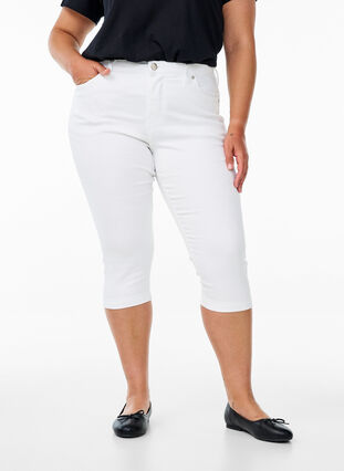 ZizziAmy capri jeans met hoge taille en super strakke pasvorm, Bright White, Model image number 2