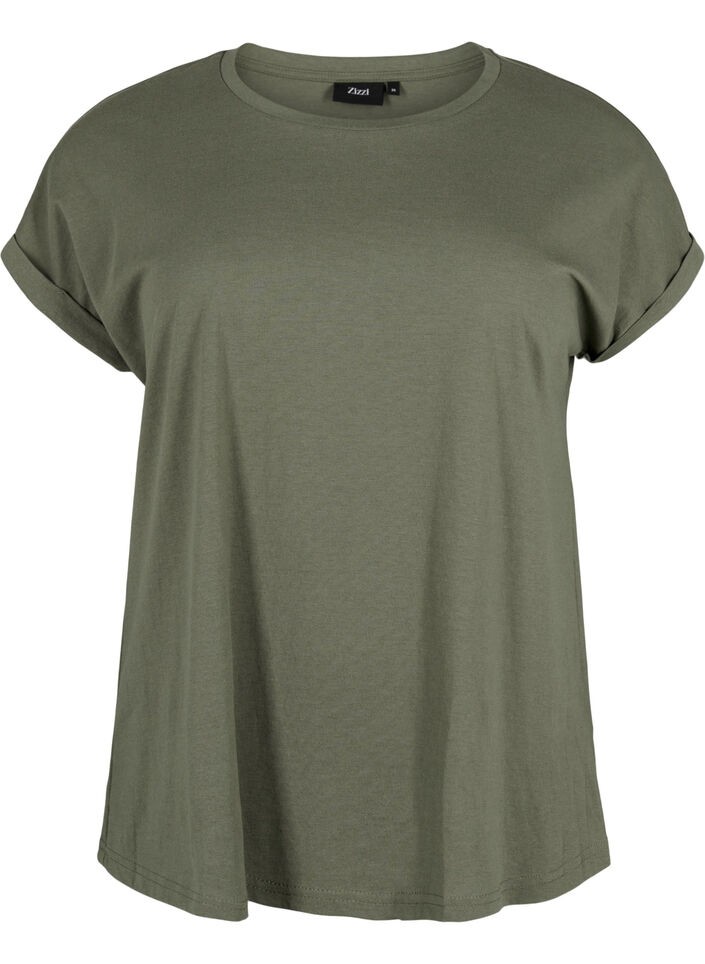 T-shirt met korte mouwen van katoenmix, Groen, Packshot image number 0