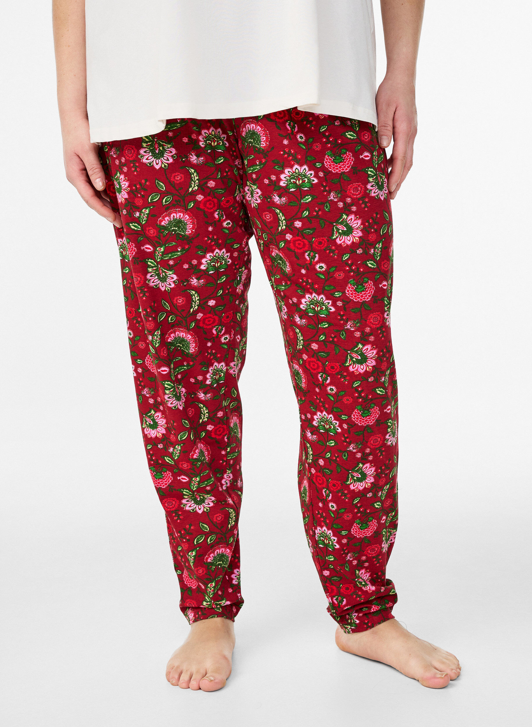 ZizziKatoenen pyjamabroek met print, Rood, Model image number 2