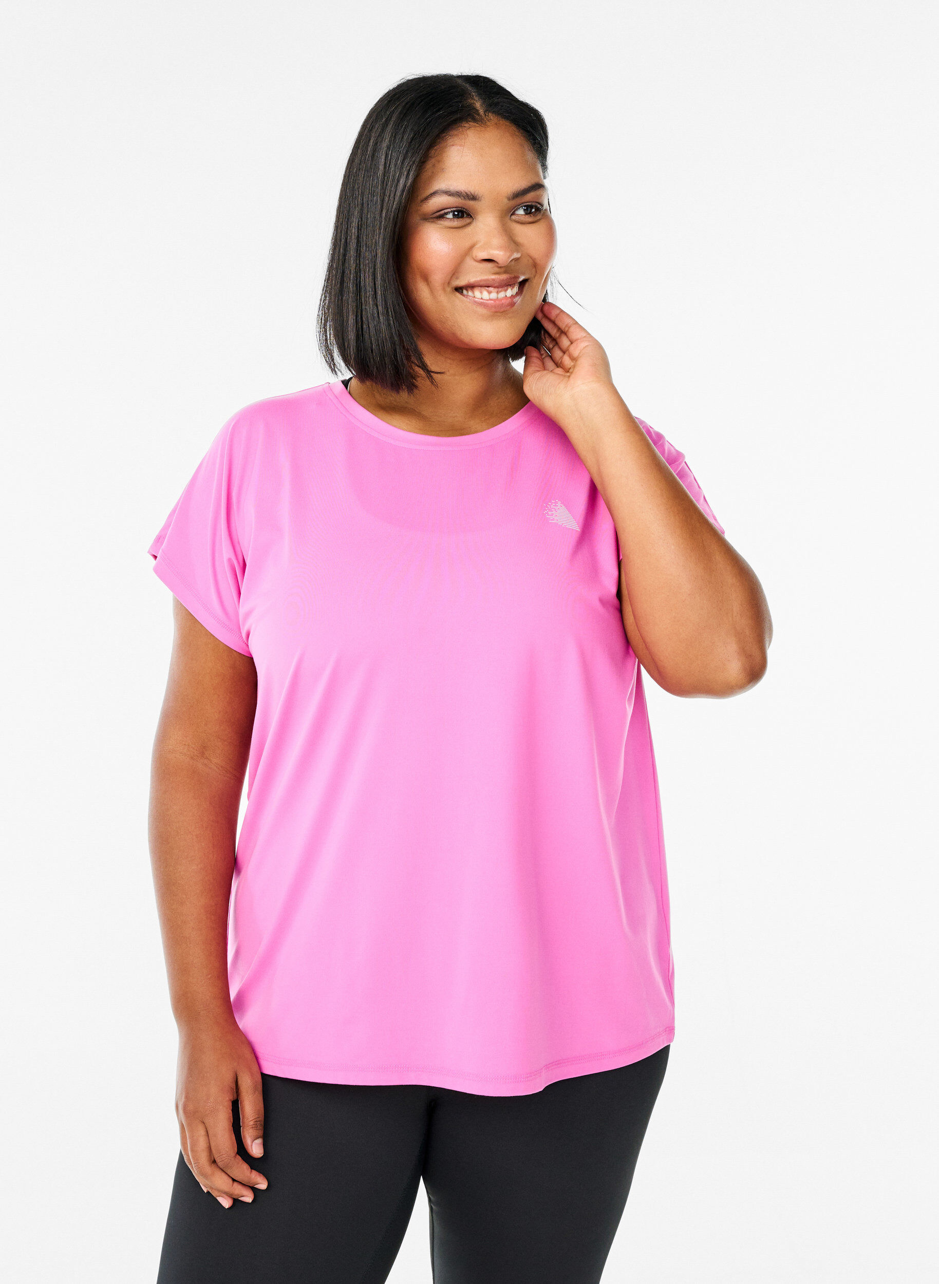 Effen gekleurd T-shirt voor sporten, Roze, Model