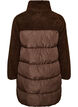 Halflange pufferjas met teddystof, Bruin, Packshot image number 1