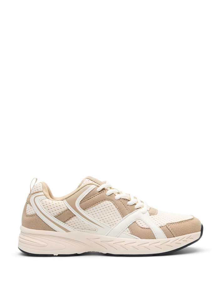 Sportieve sneakers met mesh, Beige, Packshot image number 0