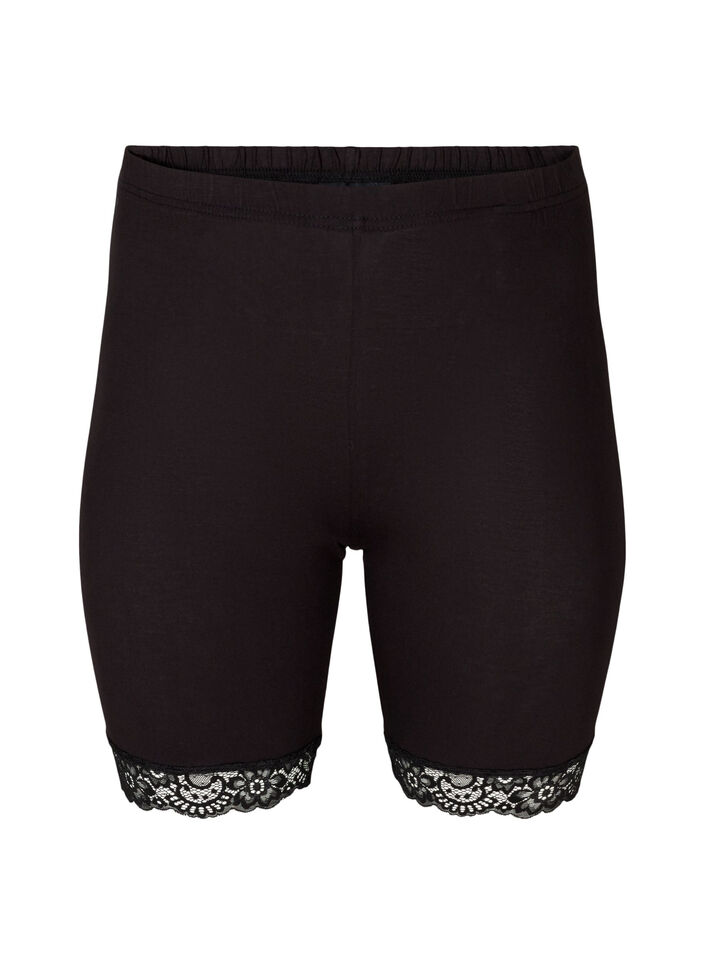 Fietsbroekje met kanten rand, Zwart, Packshot image number 0
