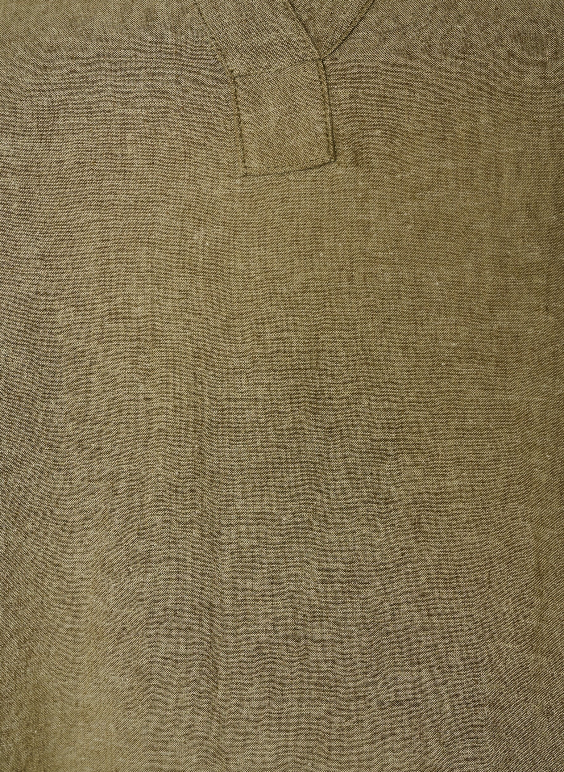 ZizziMidi-jurk in linnen en viscose met 1/2 mouwen, Groen, Packshot image number 2