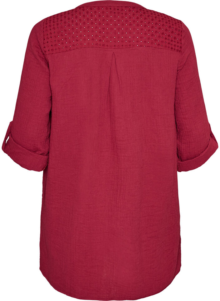 Katoenen mousseline tuniek met broderie anglaise, Rood, Packshot image number 1