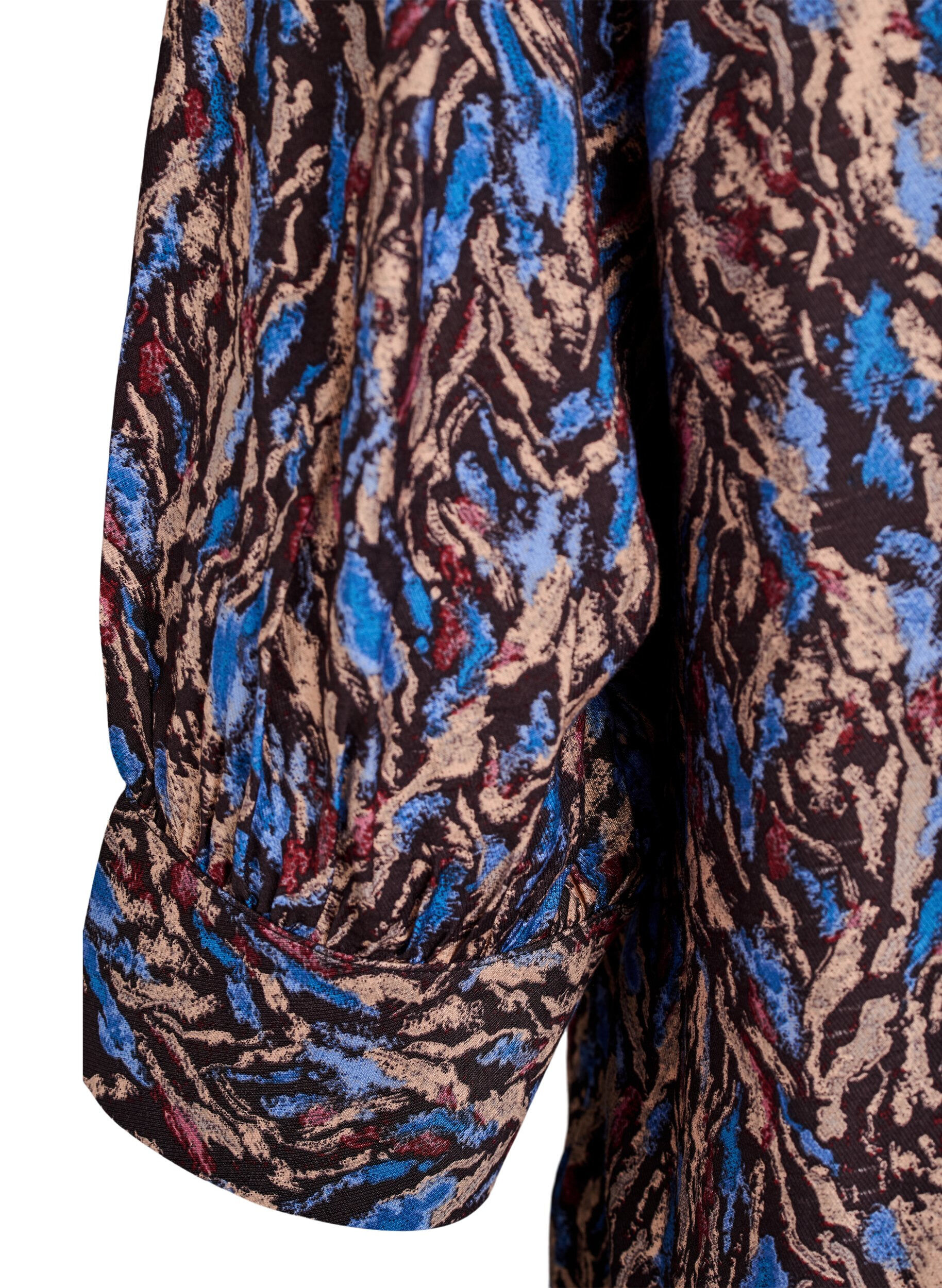 ZizziBlouse met V-hals en 3/4-mouwen, Blauw, Packshot image number 3