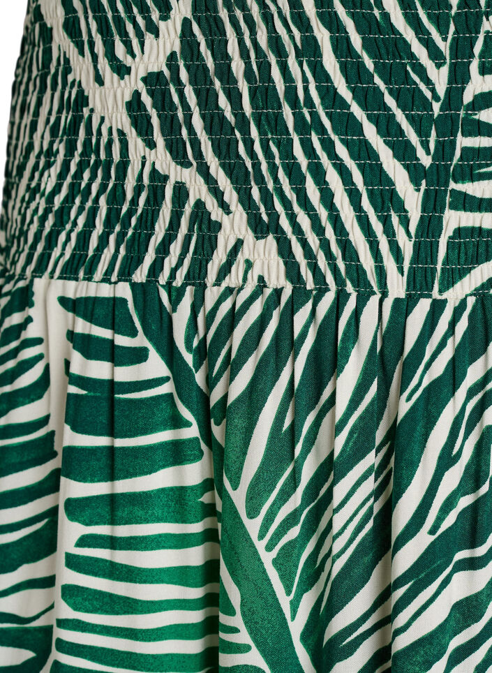 Maxi rok in viscose met smokwerk, Groen, Packshot image number 2