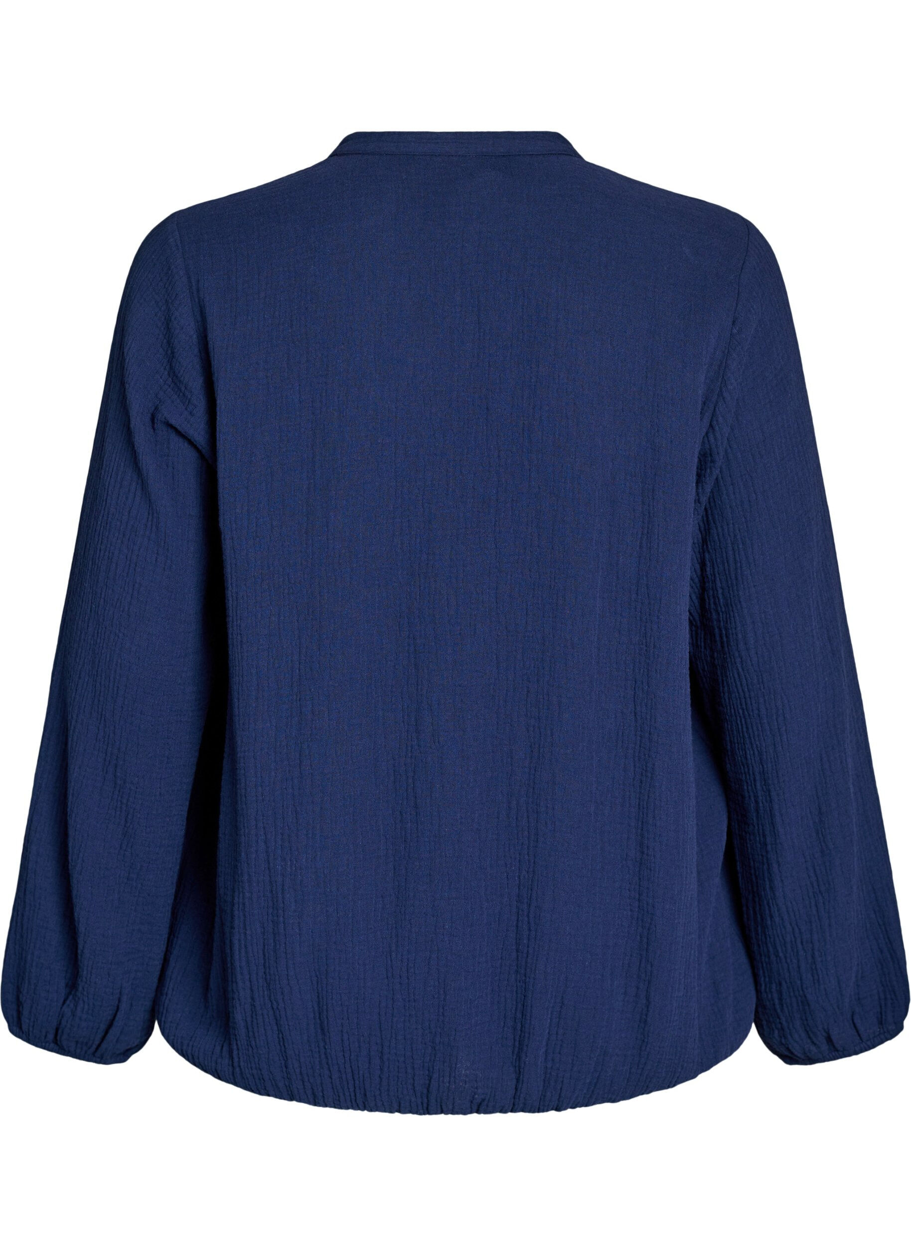 Zizzi Blouse en mousseline de coton avec d&eacute;tails brod&eacute;s, Bleu, Packshot image number 1