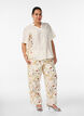 Blouse met ellebooglange mouwen en bloemenaccenten, Beige, Model image number 1