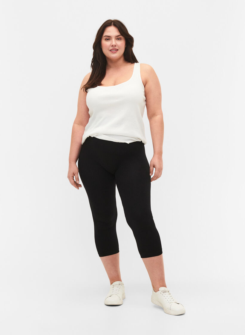 Naadloze 3/4 legging, Zwart, Model image number 1