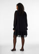 Viscose jurk met ruches en doorschijnende mouwen, Zwart, Model image number 2