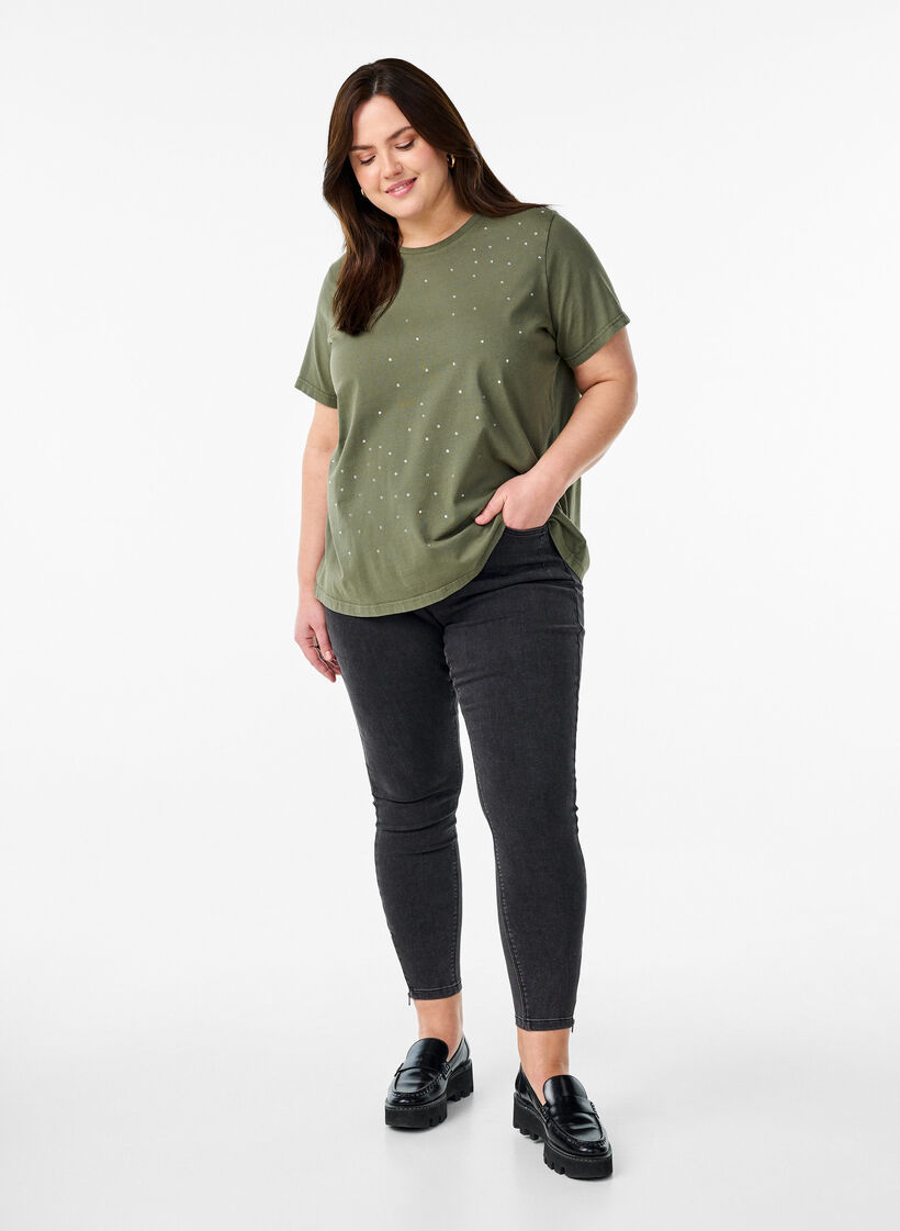 T-shirt in biologisch katoen met een coole print, Groen, Model image number 1